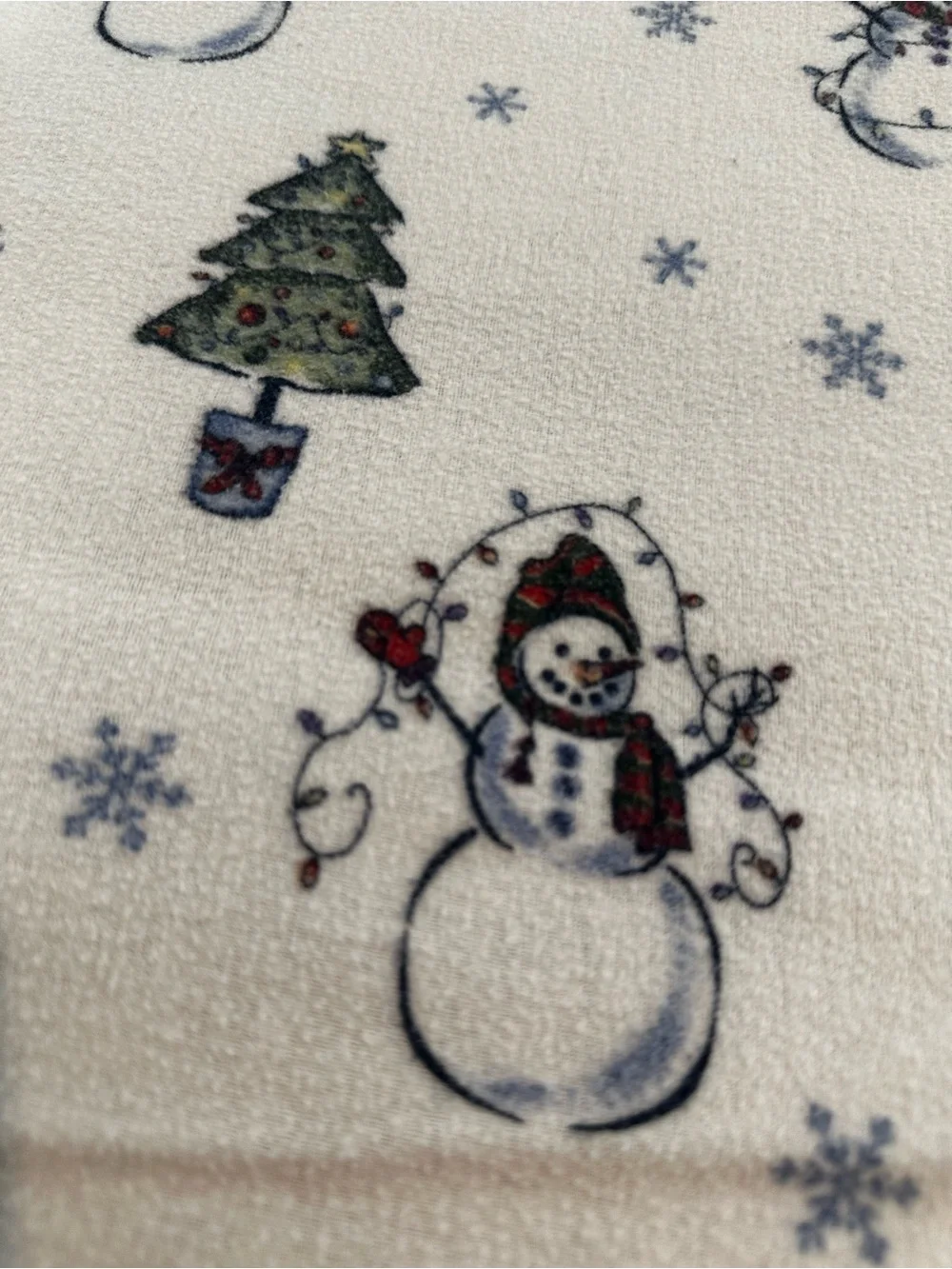 Festive Snowman & Christmas Tree Flannel Twin Flat Sheet Sears - White Base